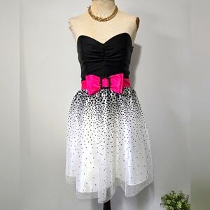 JESSICA McCLINTOCK For GUNNE SAX y2k Black/White/Hot Pink Party Dress. Size 3